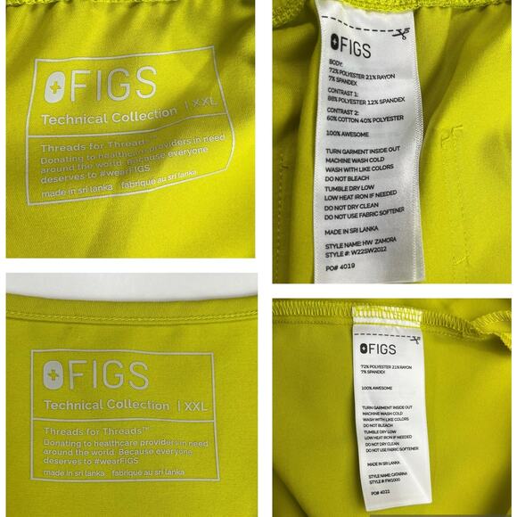 Figs Scrub Set Limeade XXL High Waist Zamora Joggers Catarina One Pocket Top - Picture 6 of 16